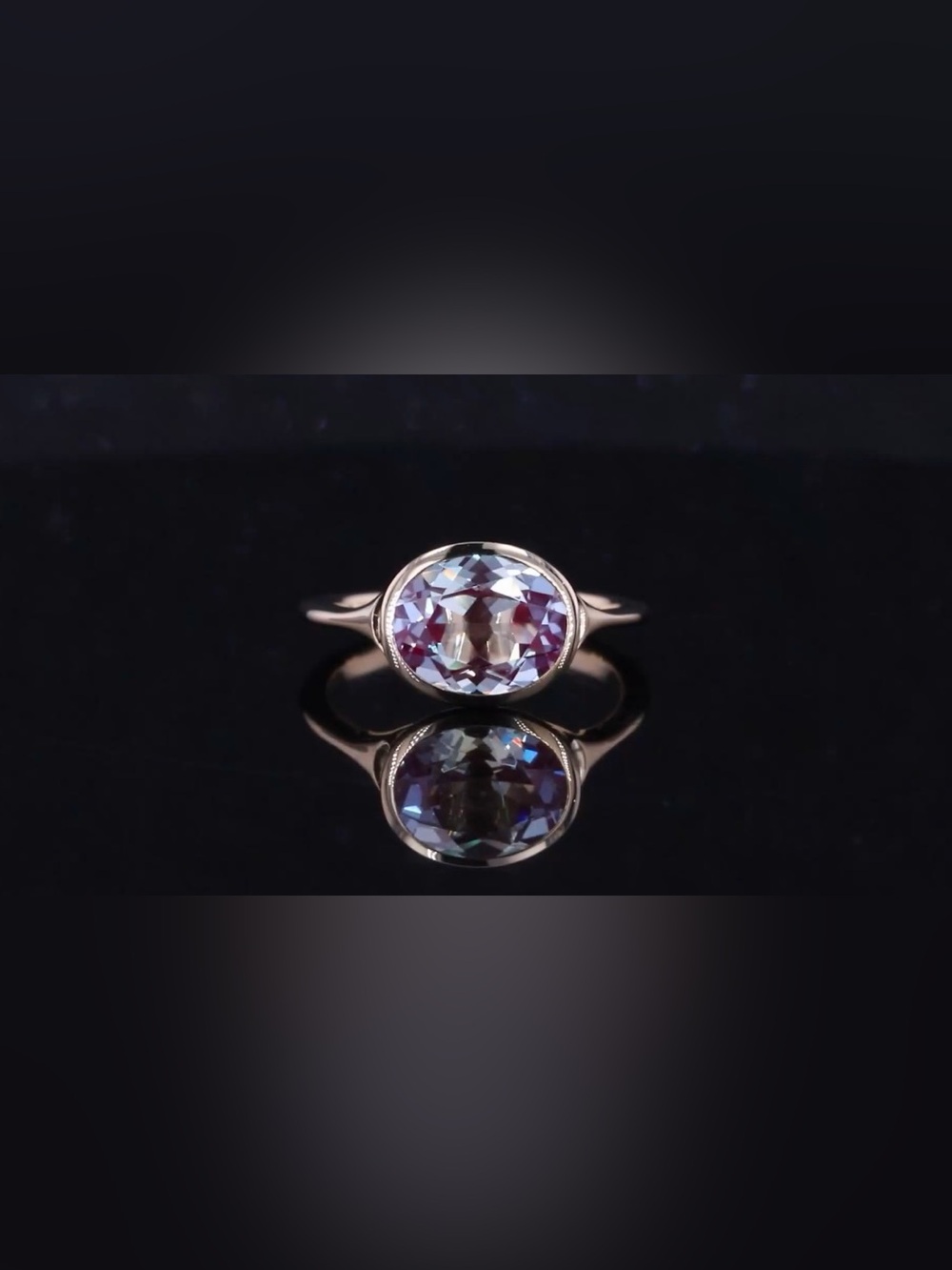 10K Gold Alexandrite East West Ring + Earrings | 8x10mm Oval | Jewelry Set